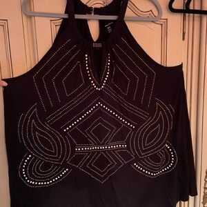 Lane Bryant 26/28 Black Embellished Halter Tank